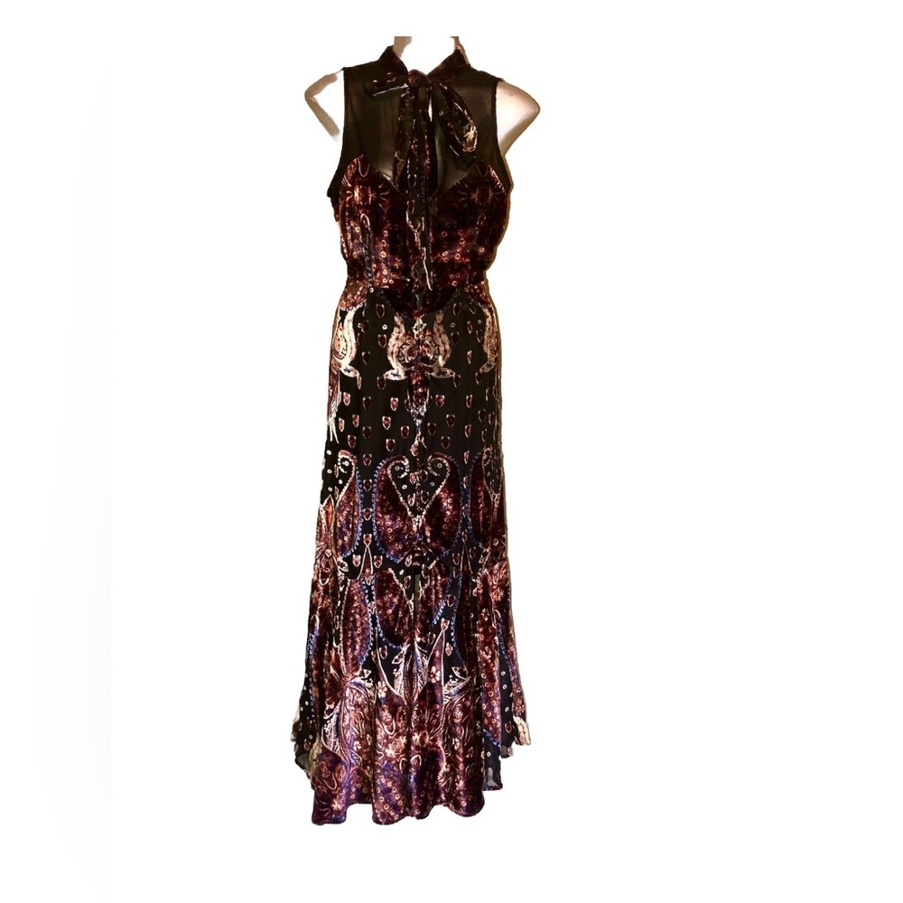 Free People Hands to Hold Velvet Paisley Maxi Dress size6 - Picture 2 of 8
